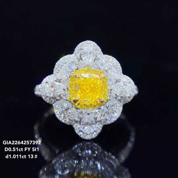 GIA 黃鑽三臂女戒