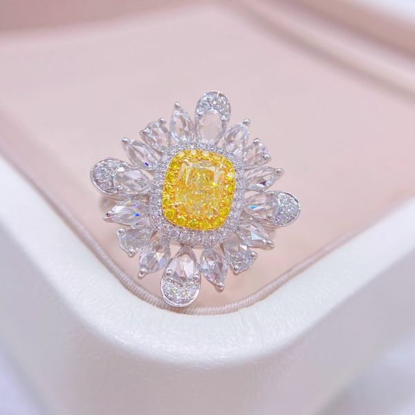 GIA 黃鑽玫瑰水滴女戒