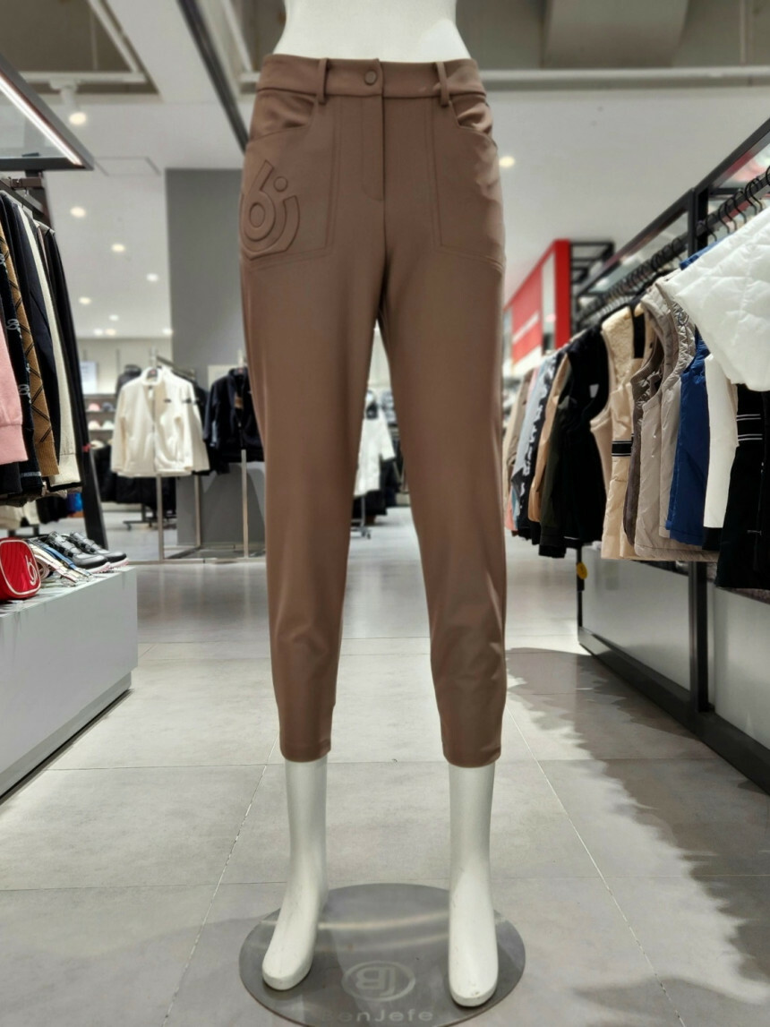 女款 10M【正韓高球Benjefe】復古風時尚刺繡合身版彈性束口褲/高爾夫球褲 /高球美拉德穿搭