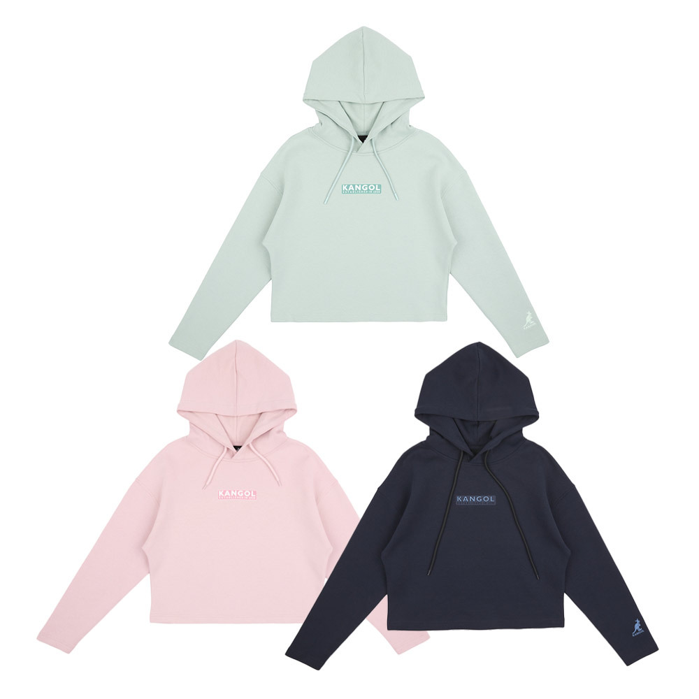 KANGOL 長袖 粉紅 淺綠 深藍 LOGO 短版 帽T 女 6352105141 6352105171 6352105180