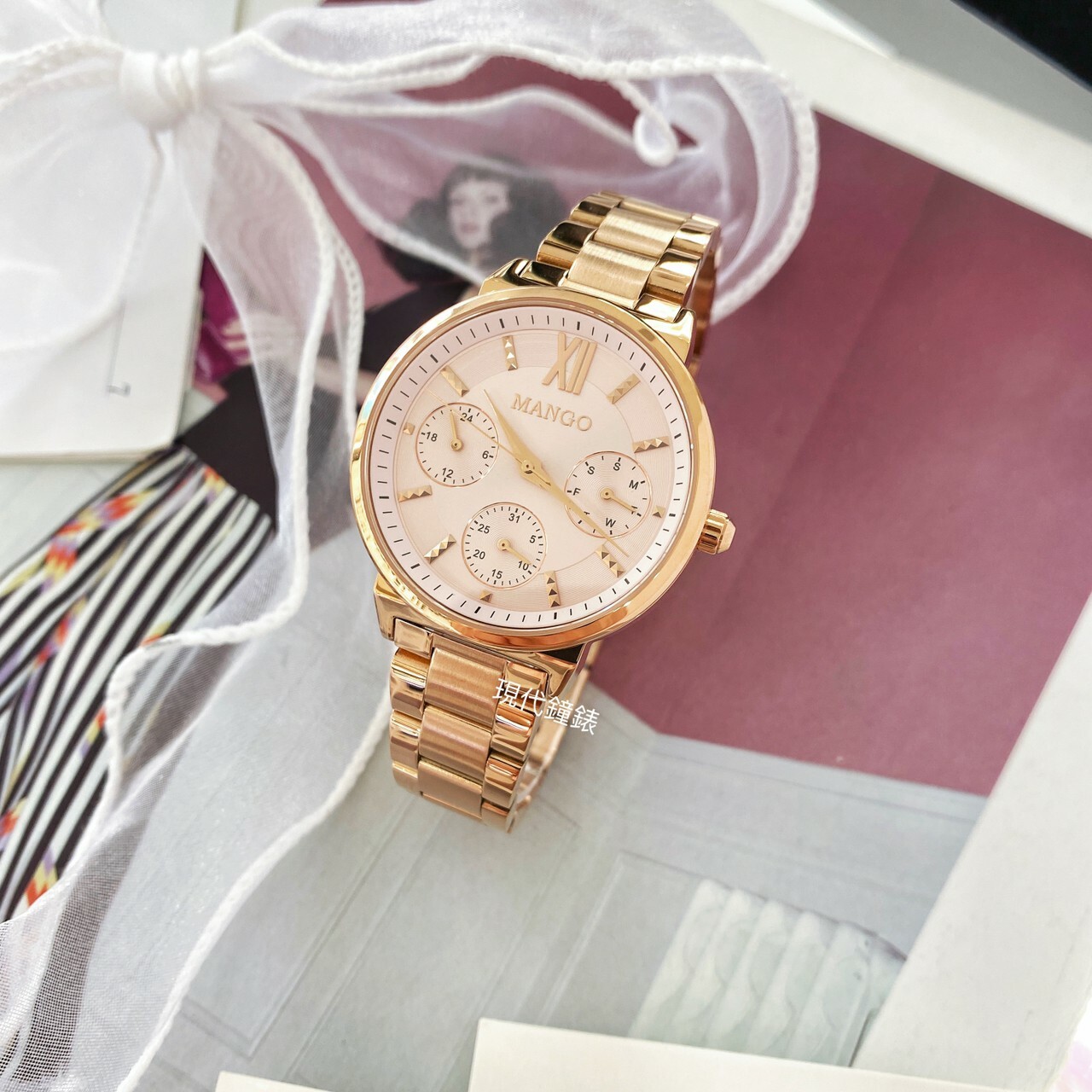【MANGO】自信柔美三眼女錶 MA6737L-RG 36mm 現代鐘錶