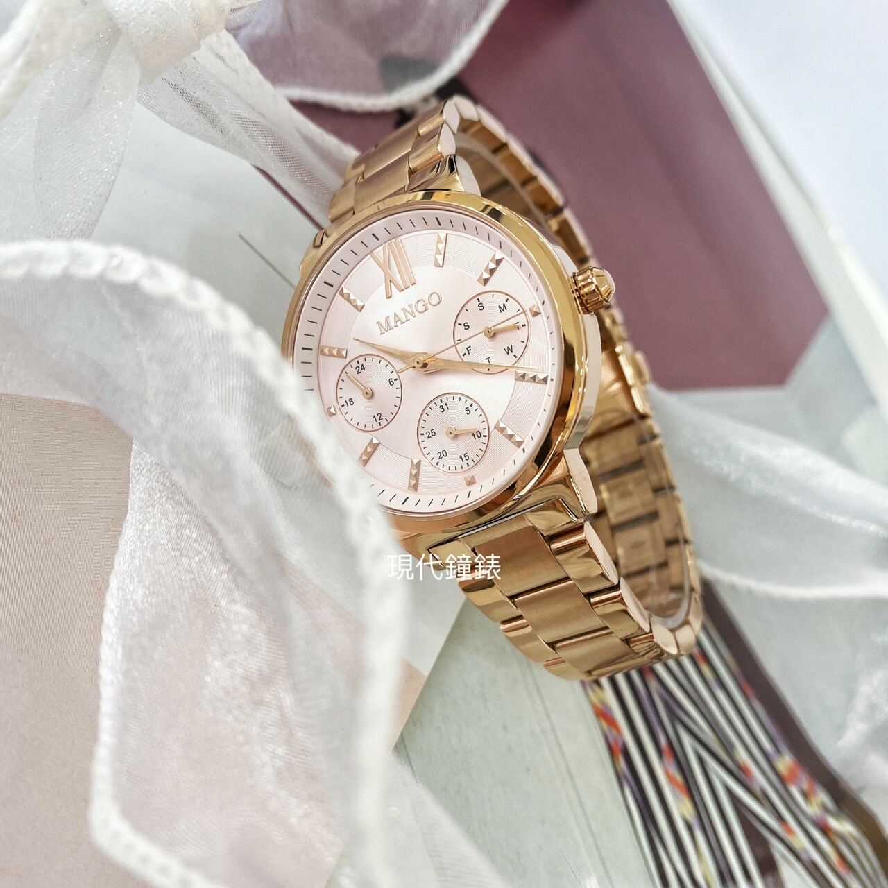 【MANGO】自信柔美三眼女錶 MA6737L-RG 36mm 現代鐘錶