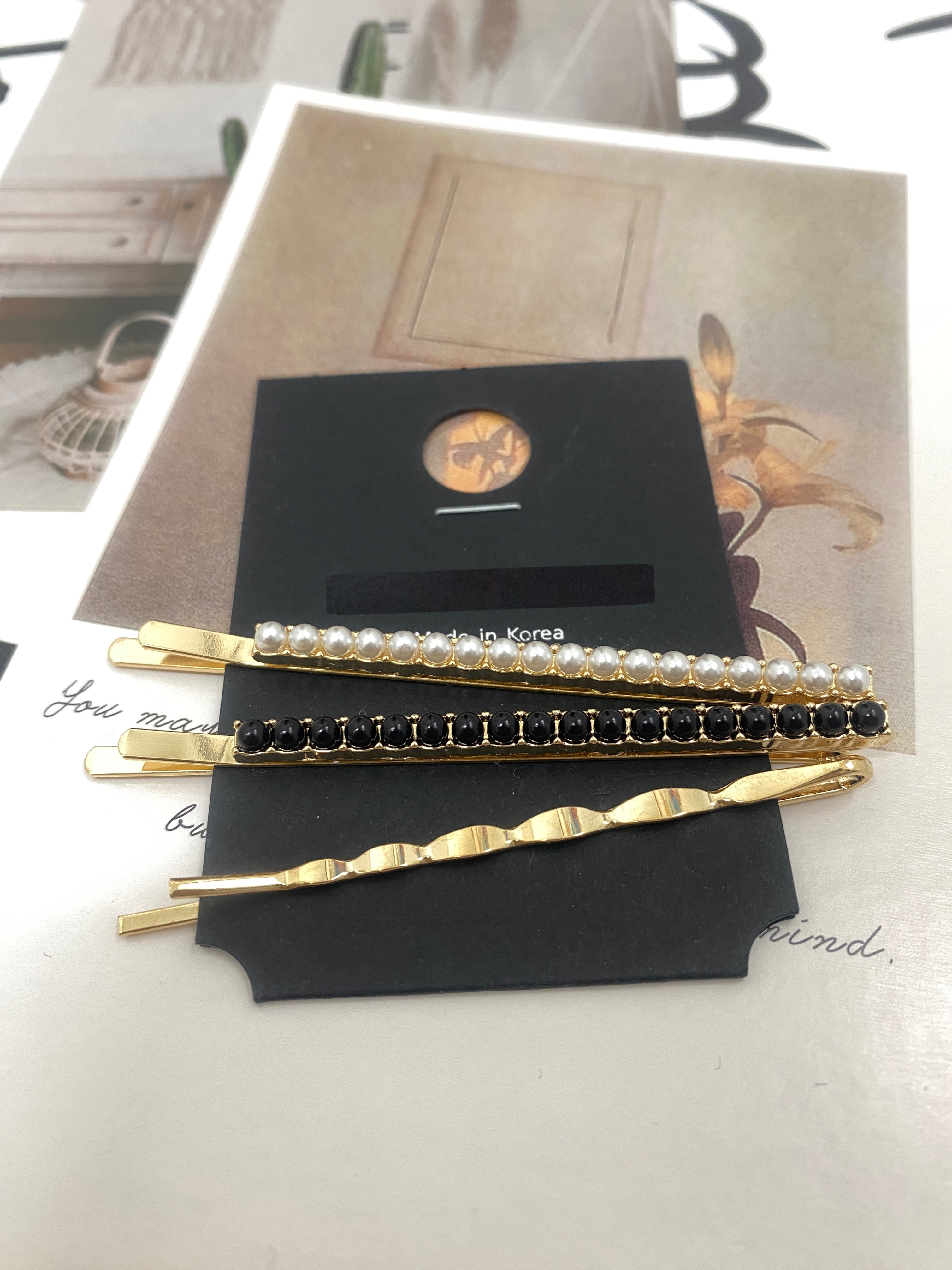 【髮飾】HP0013 黑白珠配夾set