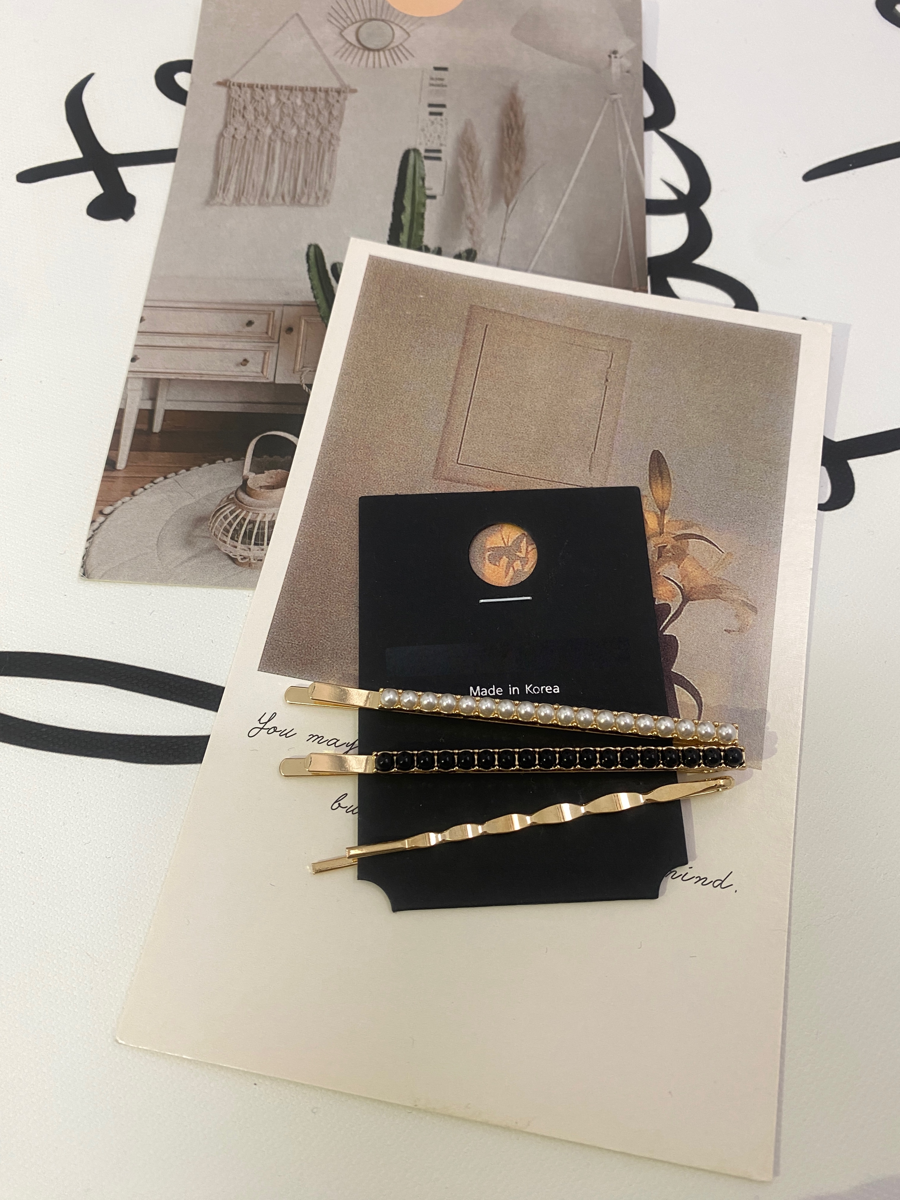 【髮飾】HP0013 黑白珠配夾set