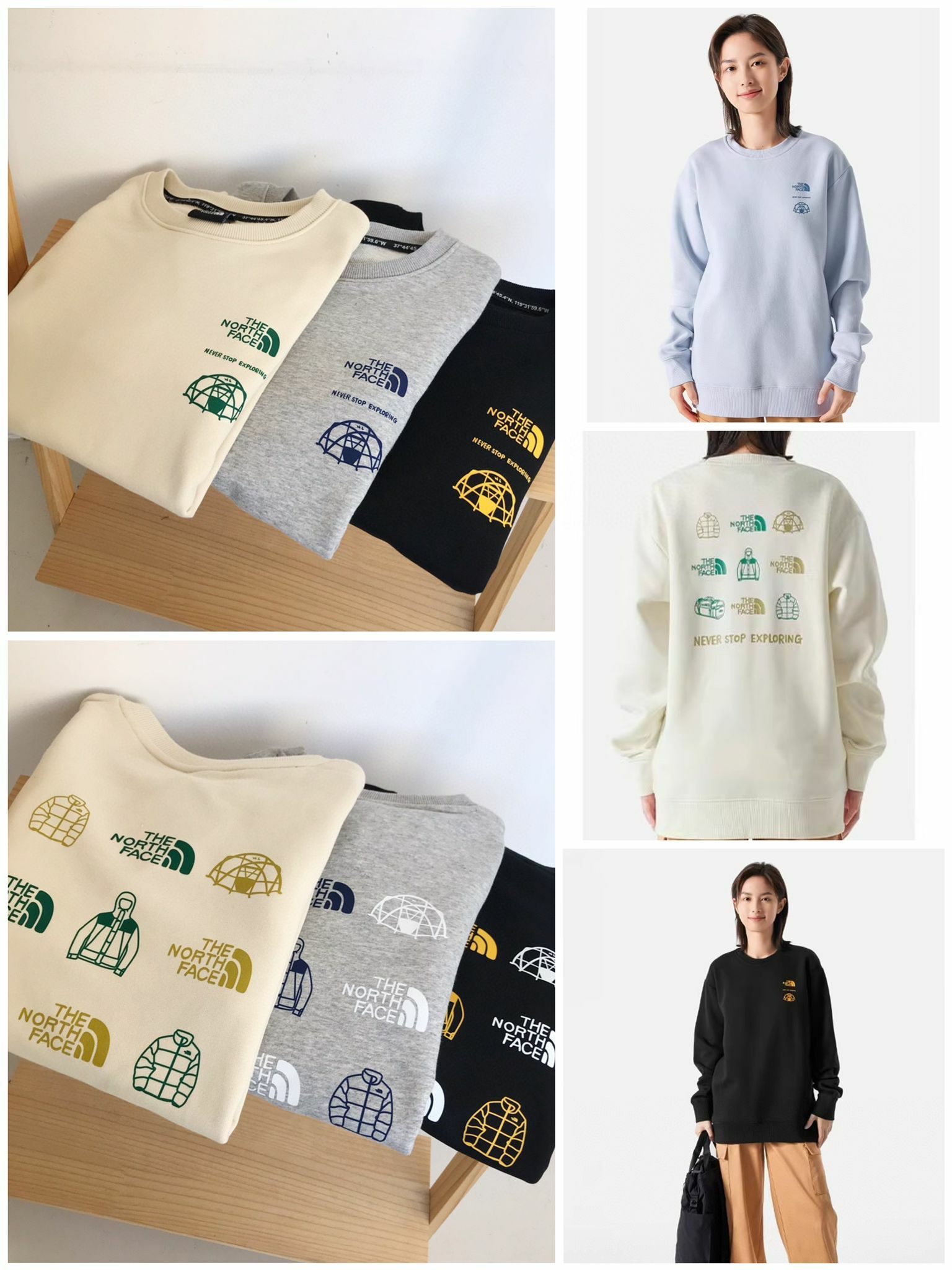 2023年秋冬新品✨The North Face北面純色圓領經典前後印花長袖衛衣23A901