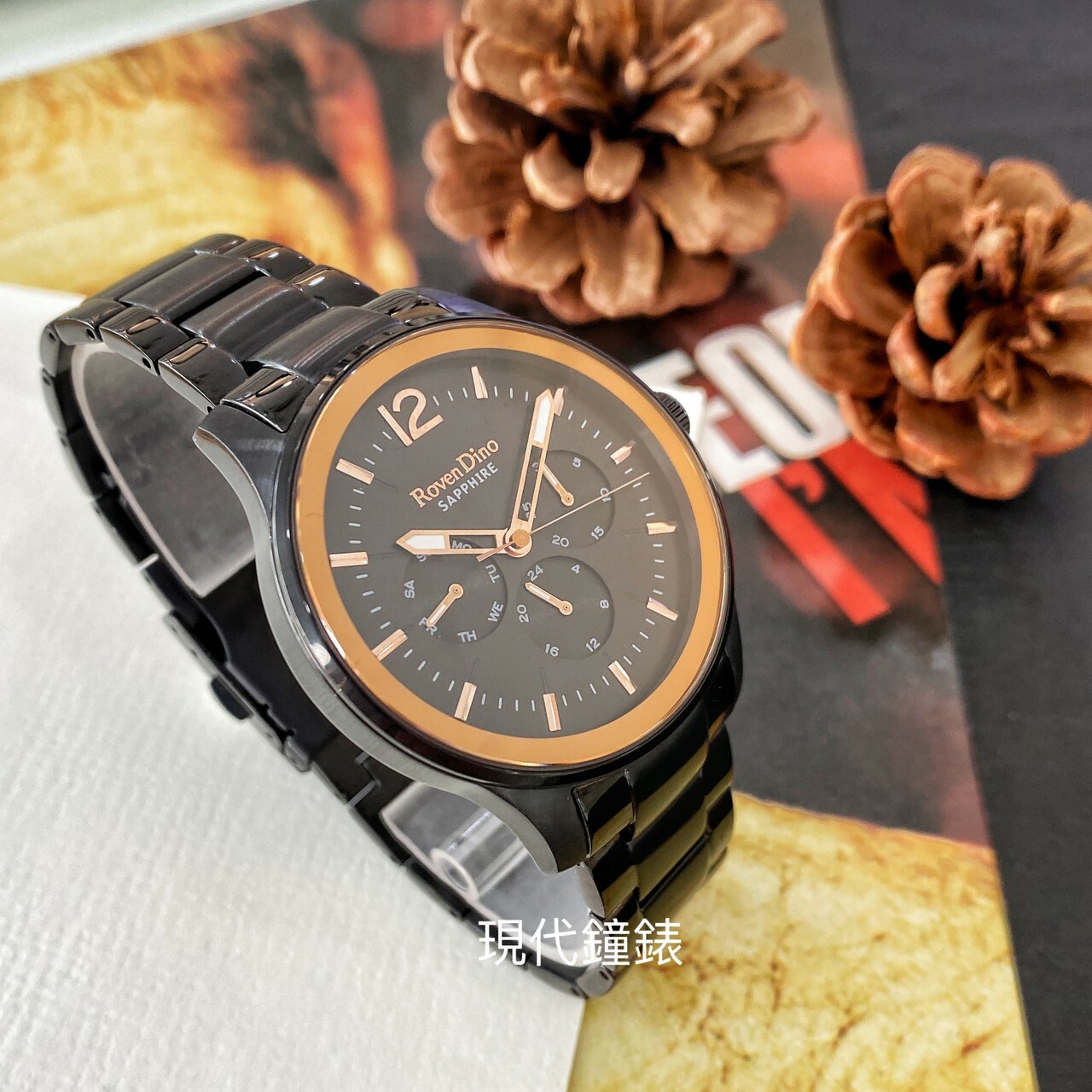 【Roven Dino羅梵迪諾】黑x玫 流金歲月時尚腕錶 RD790BRG-436 40mm 現代鐘錶
