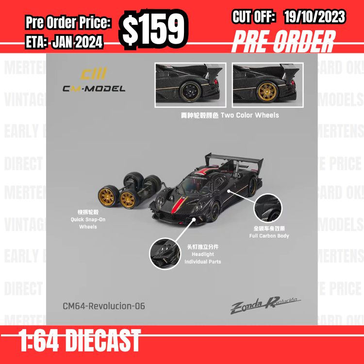 PO-$159 * CM Model * 1:64 Pagani Zonda R Evolucion Track Version Full Carbon Black [OD12/10]