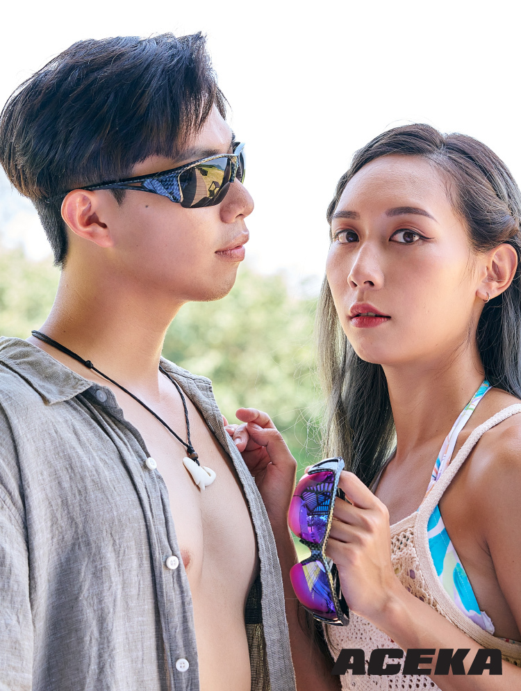 SONIC 時尚潮流碳纖紋格運動太陽眼鏡 (含三組鏡片)