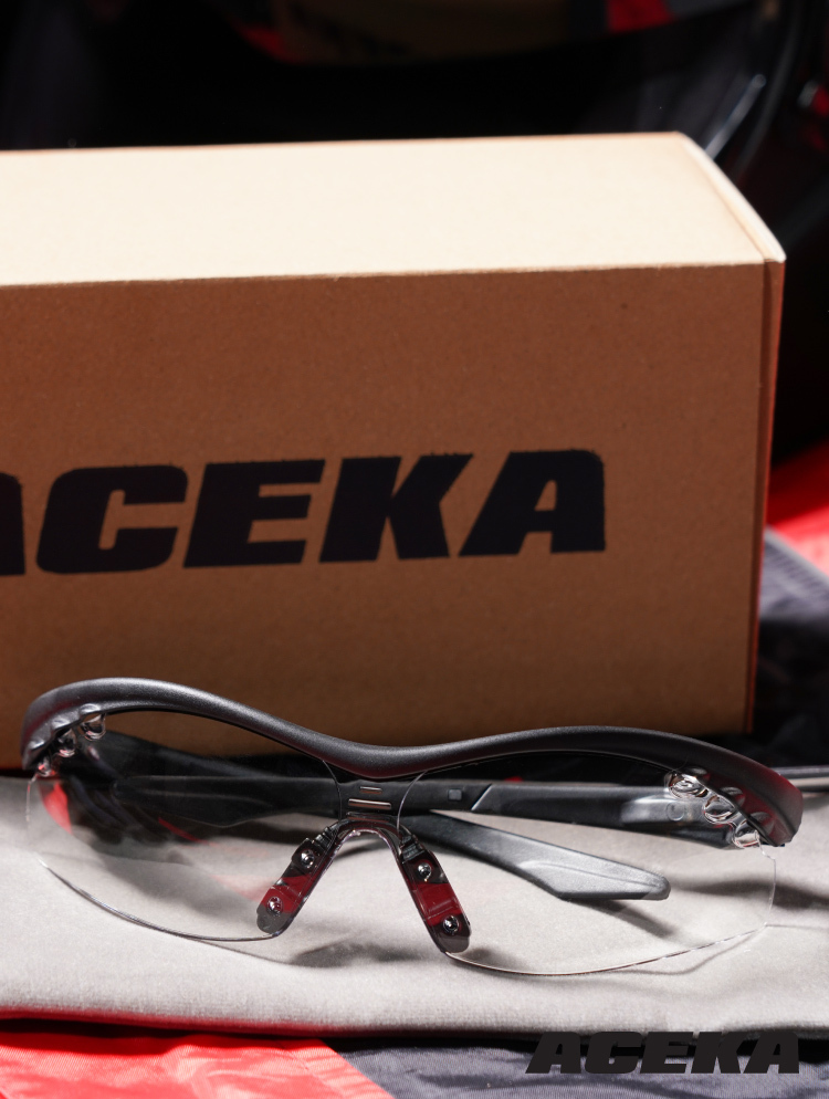 SHIELD 質感曜石黑框運動眼鏡 (透明鏡片)