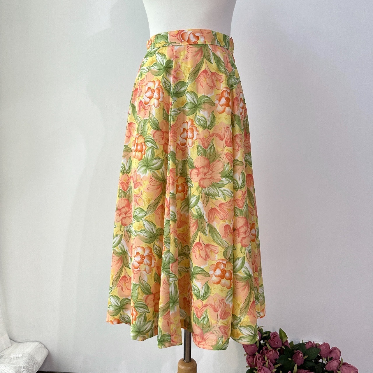 木顏色畫風夏日大花半身裙