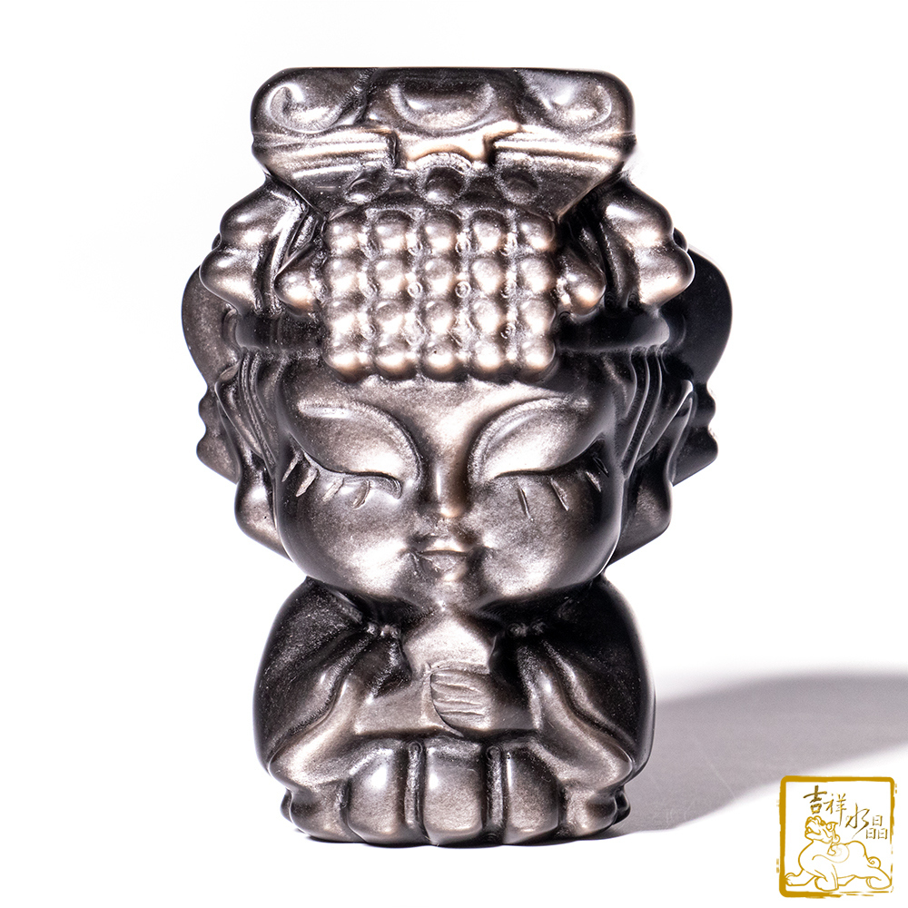 銀沙黑曜石媽祖 208g 保庇平安