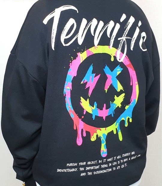 彩色水滴微笑寬鬆T卹