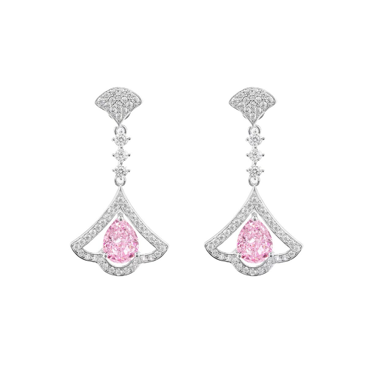 夢幻粉裙襬耳釘 925銀耳環