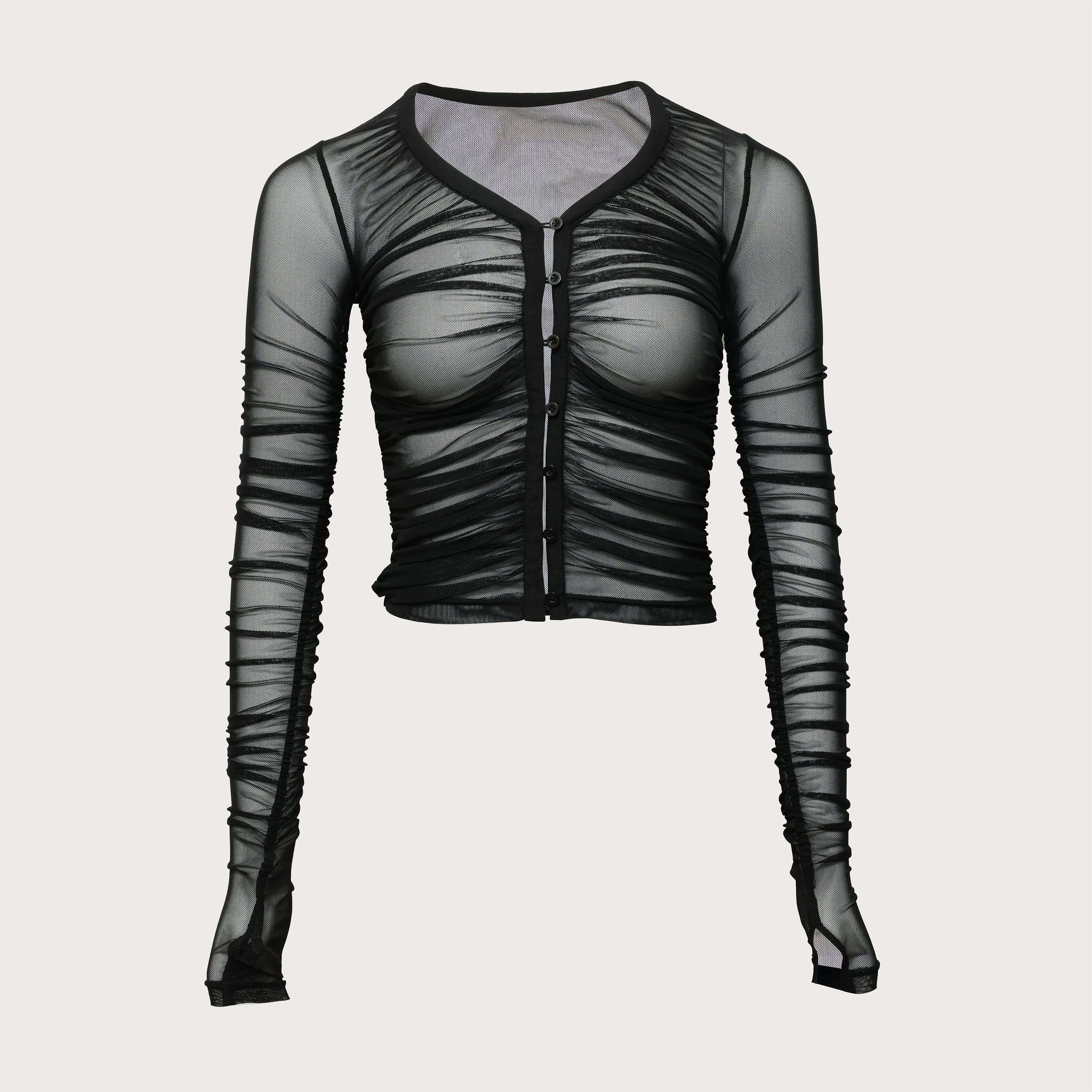 Wrinkled Mesh Fit Cardigan