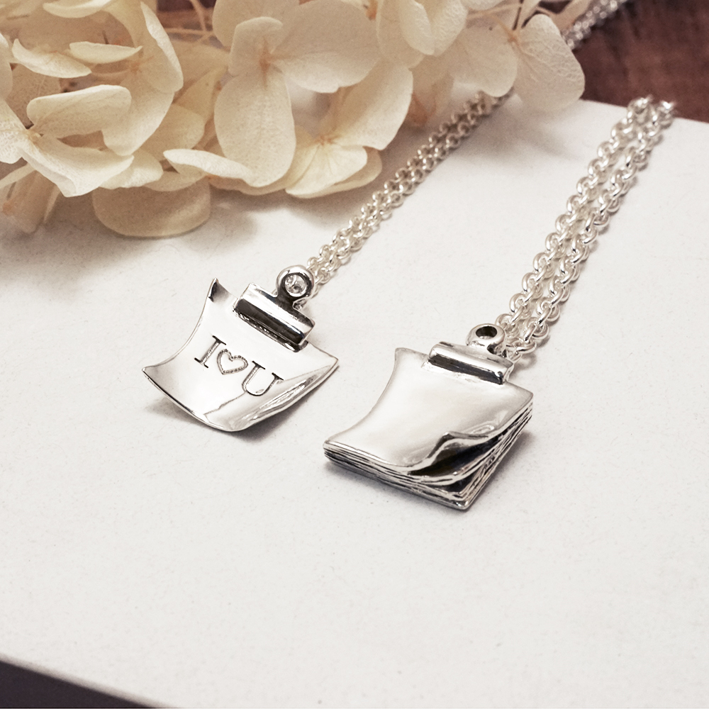限量絕版設計 Love message 貼在心裡 窩心便利貼 925純銀項鍊 情侶對鍊
