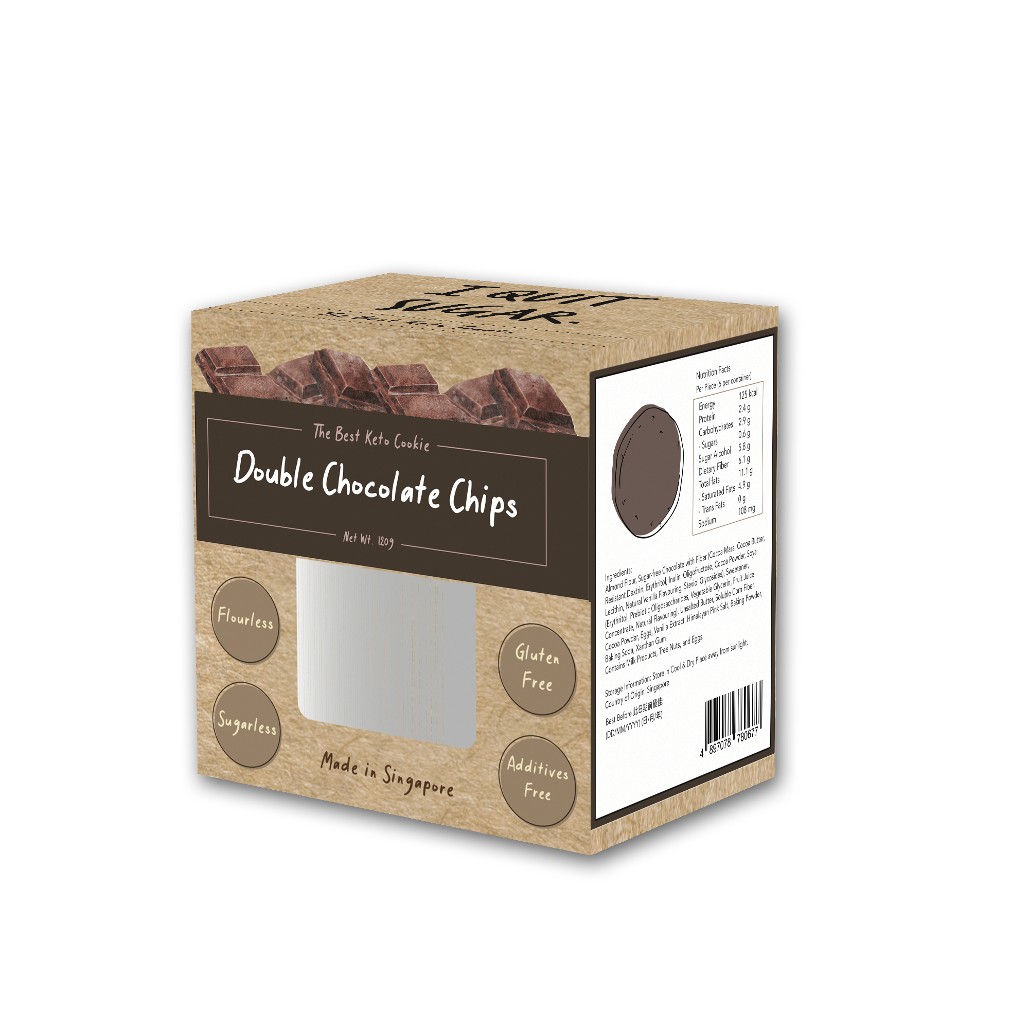 I Quit Sugar 生酮雙重朱古力粒軟曲奇 (6塊 120g) (59703)