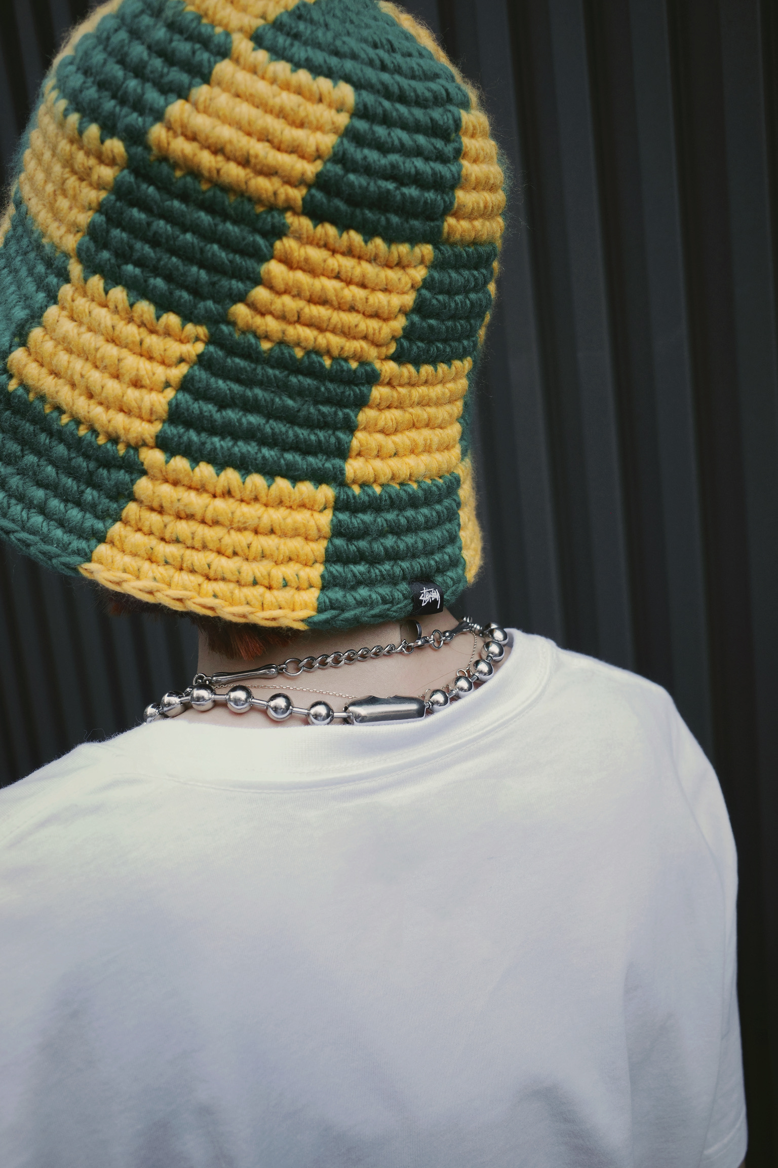 <快速出貨>STUSSY 格紋 針織漁夫帽 黃綠