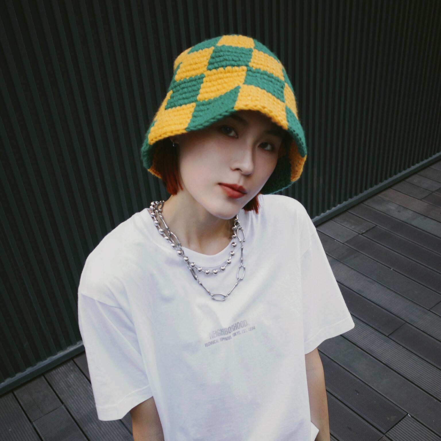 <快速出貨>STUSSY 格紋 針織漁夫帽 黃綠