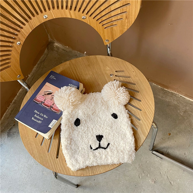 《3099》秋冬小熊保暖毛絨絨針織帽