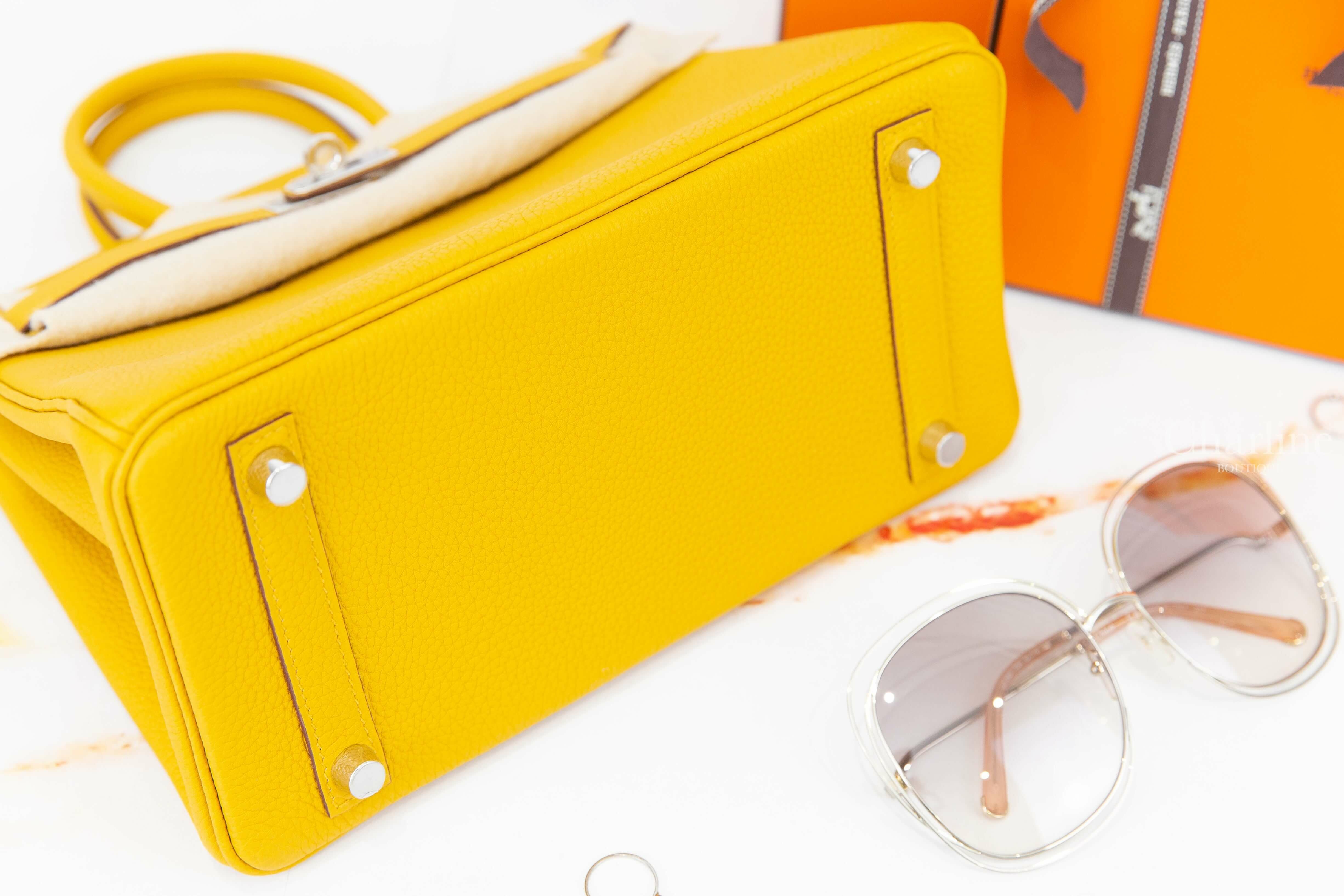 Hermès Birkin 25cm 9D Jaune Amber Togo B刻琥珀黃銀釦鉑金包-Charline Boutique 精品代購