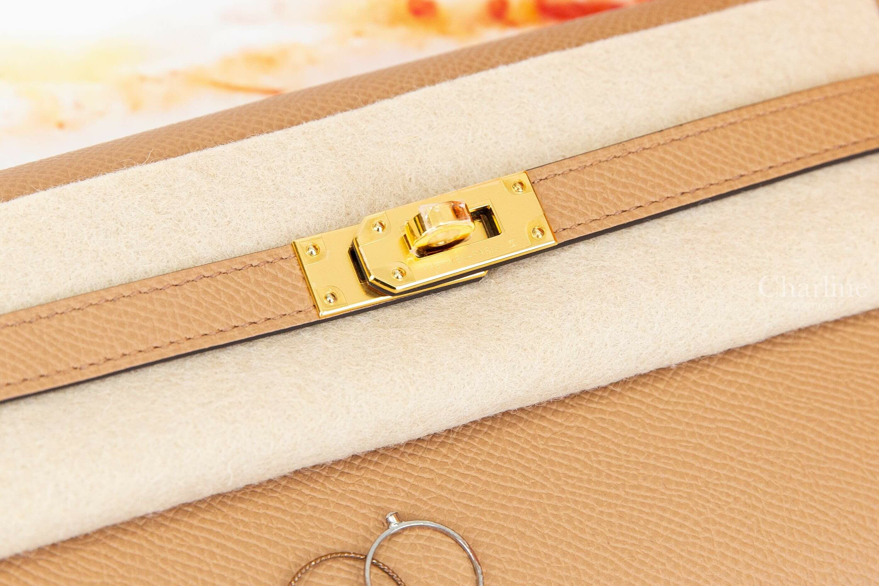 Hermès Kelly Classique To Go Wallet 0M Chai / X9 Mauve Sylvestre Epsom 馬薩拉茶色拼錦葵粉內裡金釦凱莉肩背包
