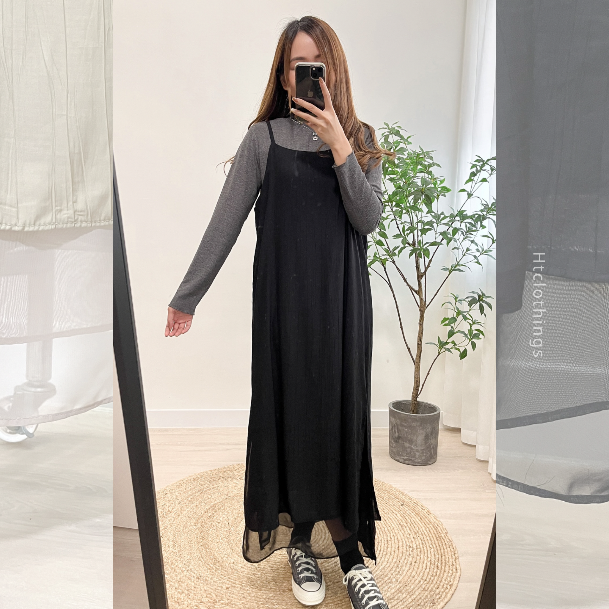 預訂｜LAYER層次感！暗紋理飄逸吊帶 OPS ( 兩色入 )