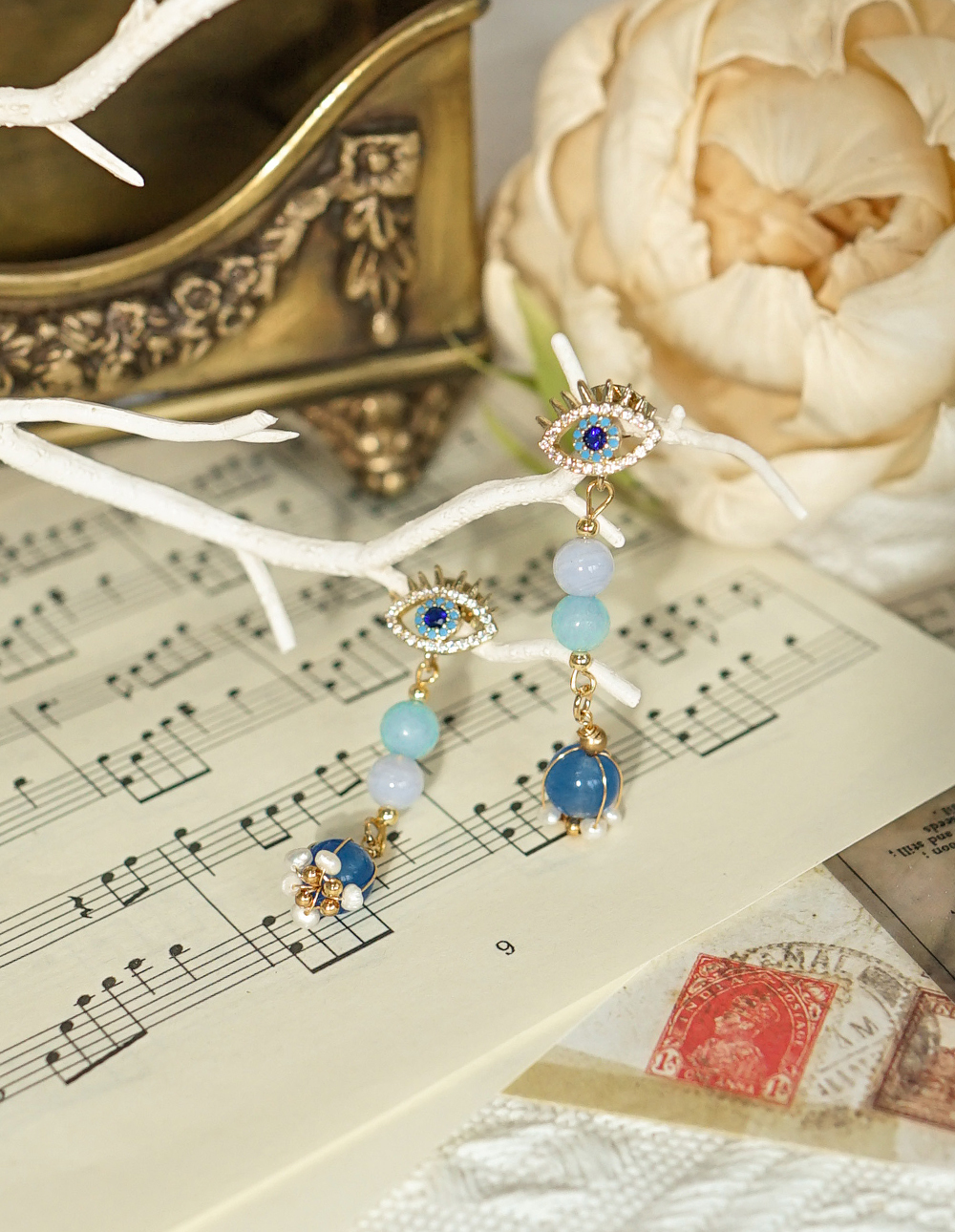 by mii✧神秘之眼天然石耳飾