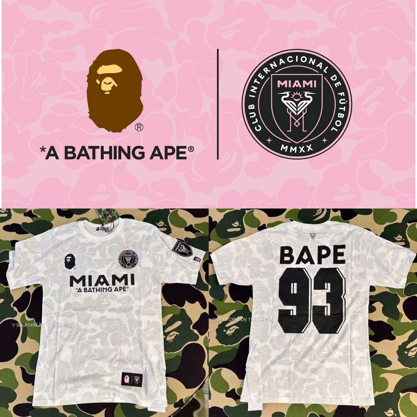 國際邁亞密BAPE x Inter Miami CF Camo Tee 白迷彩