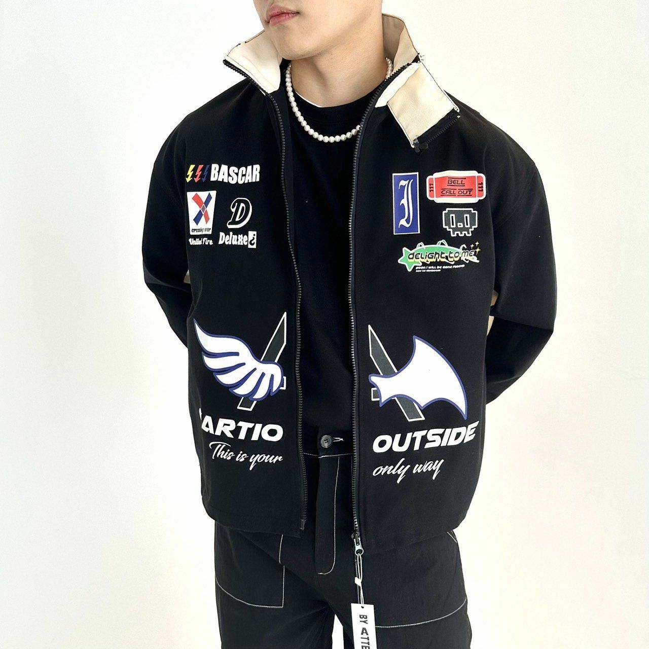 企領襟章圖案拉鍊外套 BY ATTENTION-049JK