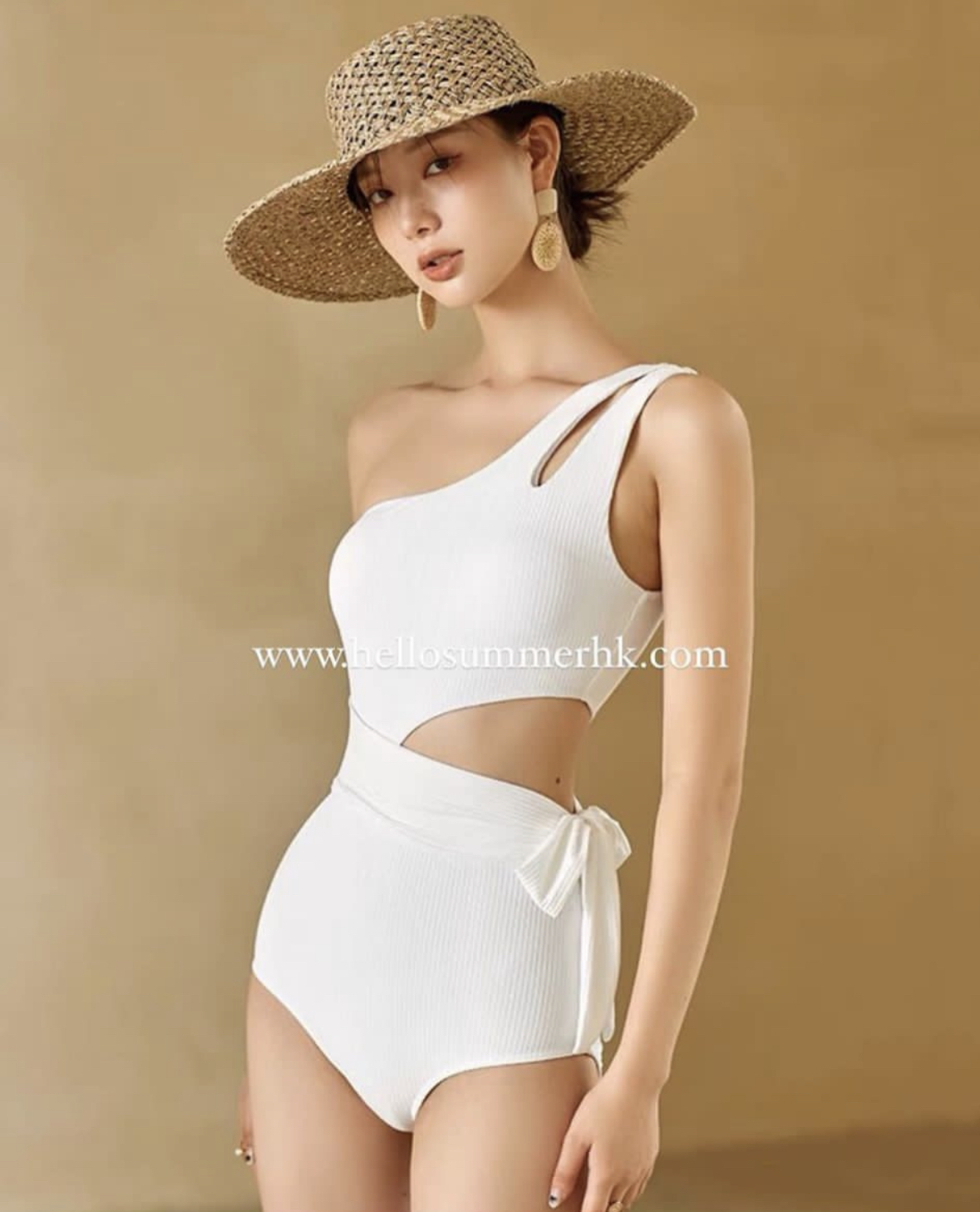 KR001 直紋包臀連身泳衣