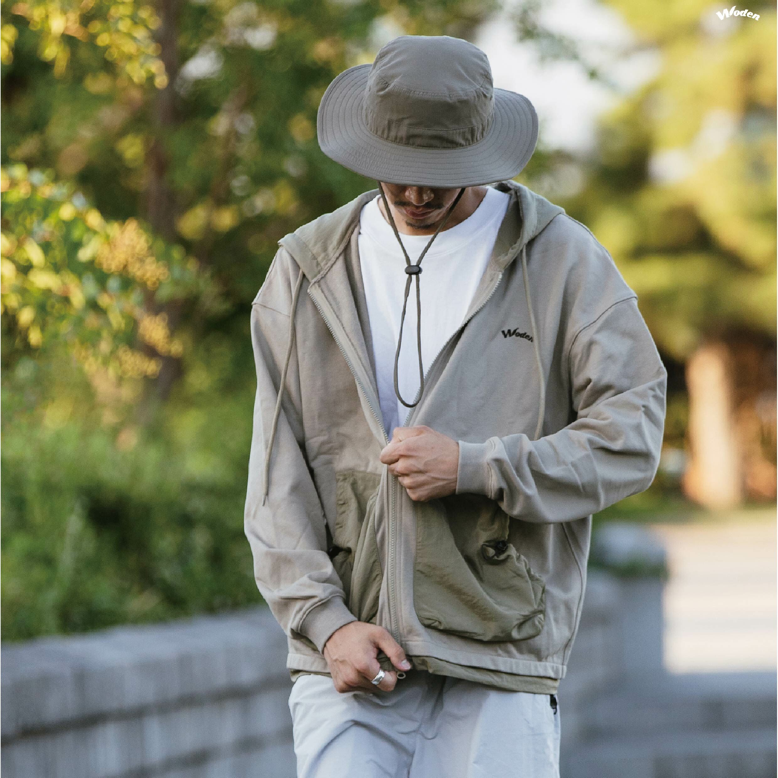 WODEN® Patch Nylon Hoodie Jacket 異材質拼接 連帽外套