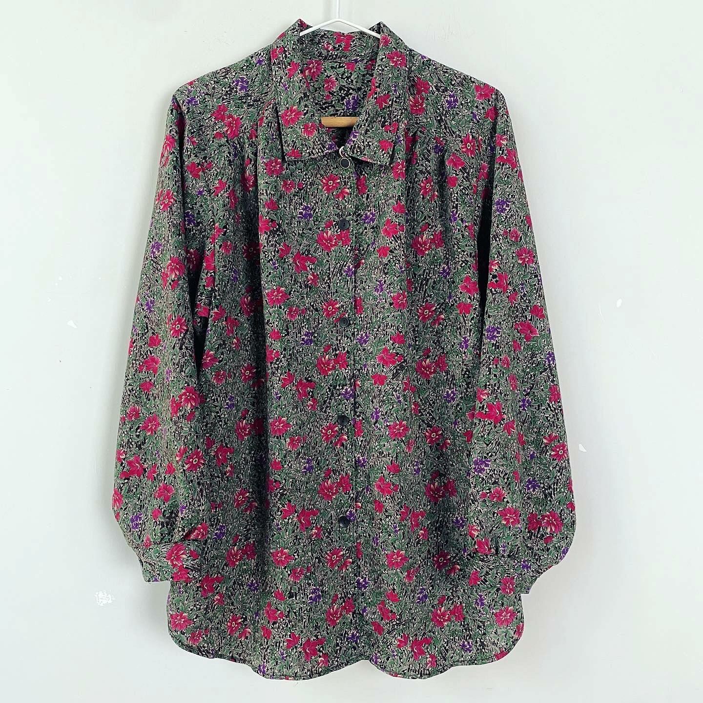 日本製青草花花古著上衣