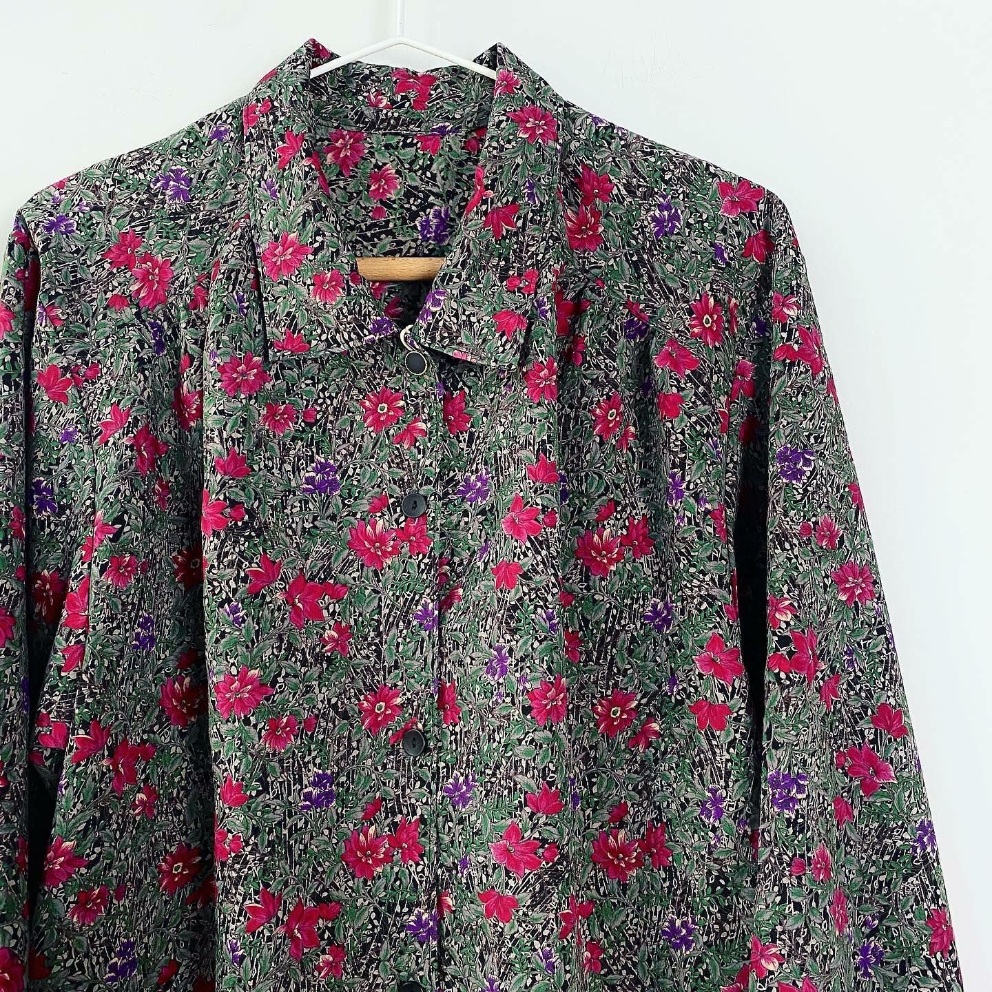 日本製青草花花古著上衣