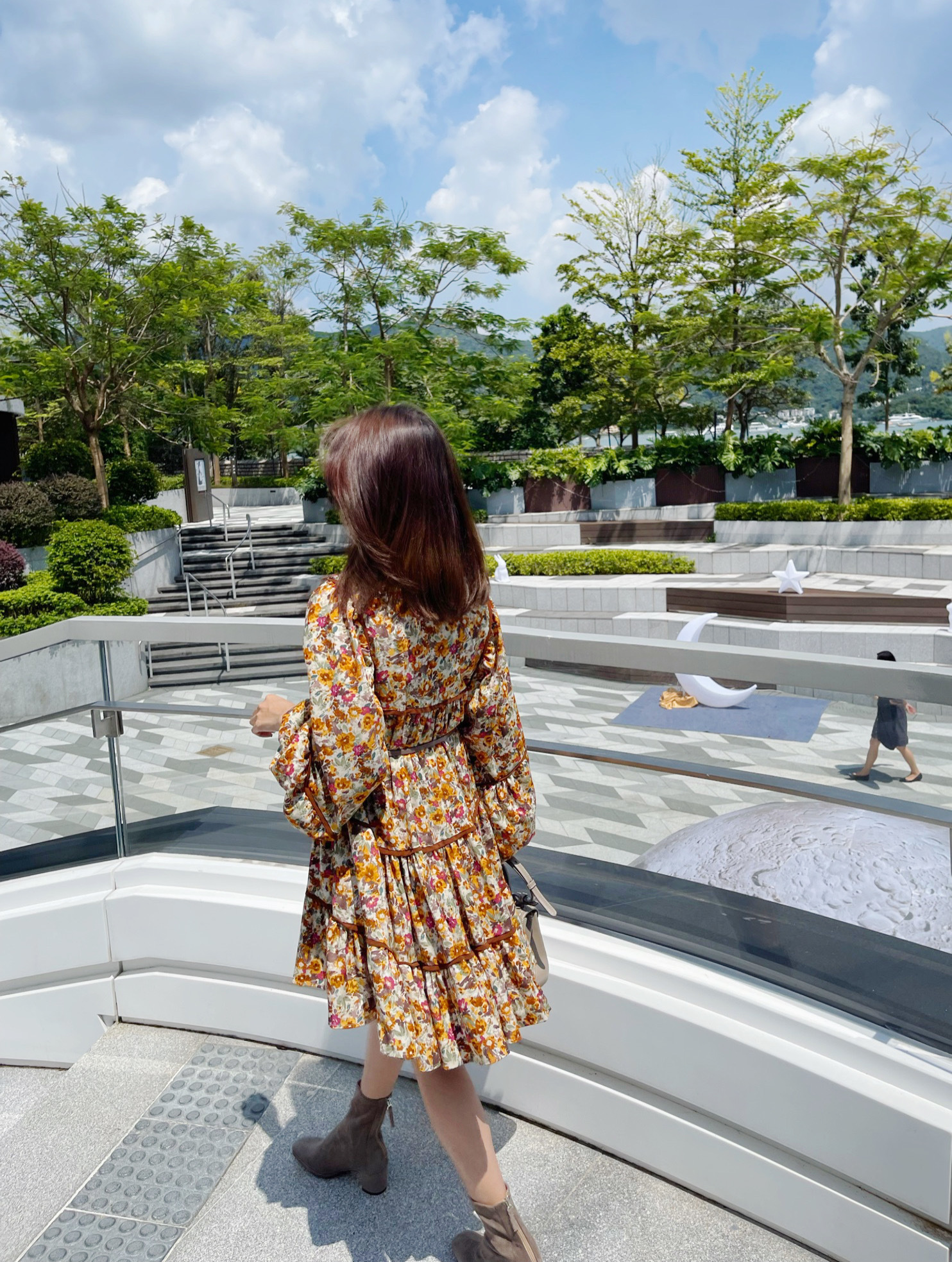 Floral Print Flared Hem Mini Dress With Belt_DS234L09