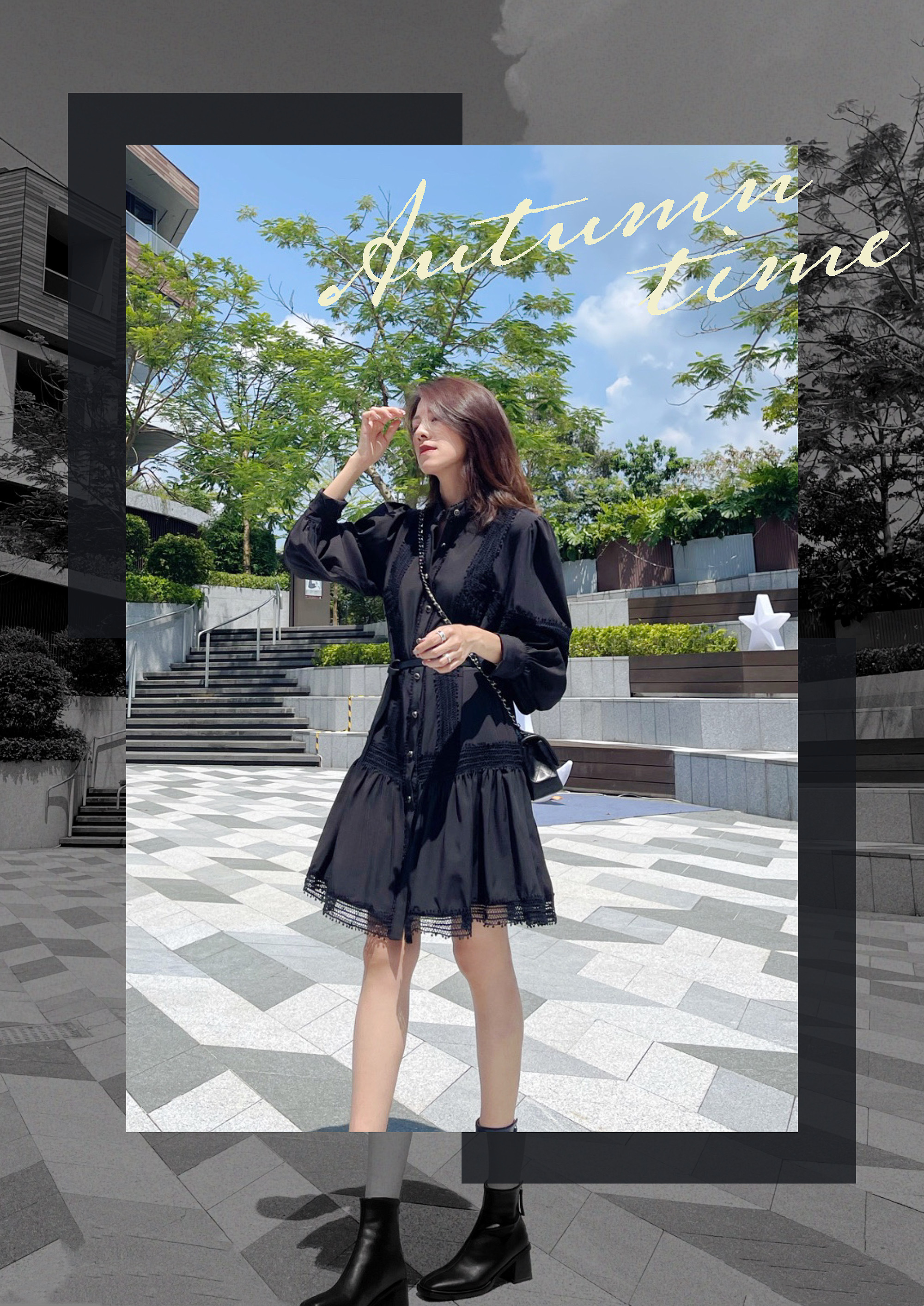 Buckle Belted Lace Embellished Mini Dress_DS2310L17