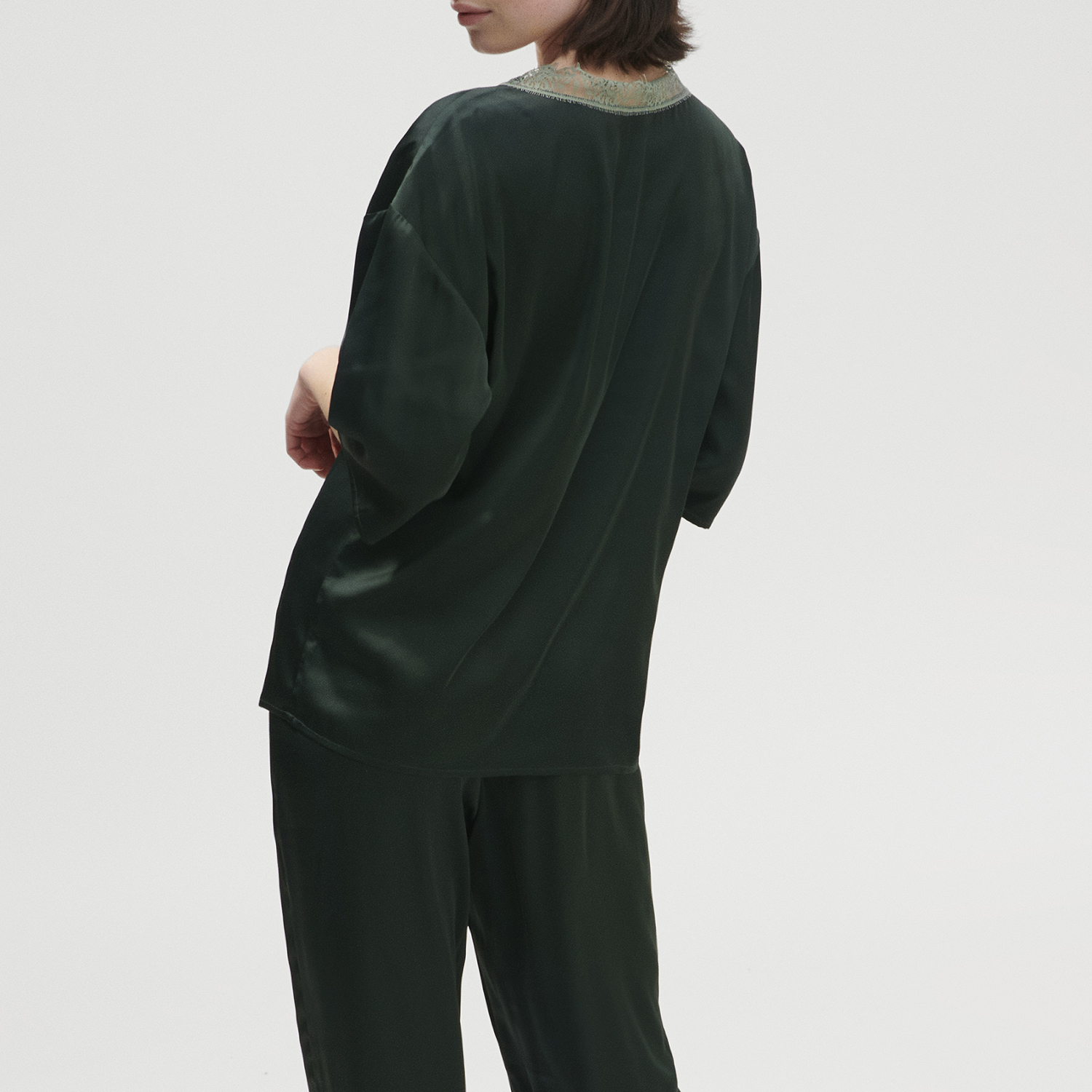 SATIN SECRETS 秘密 長袖上衣 森林綠