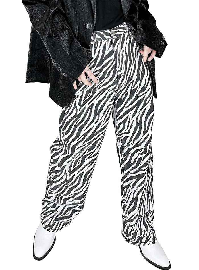 斑馬紋寬鬆休閒褲