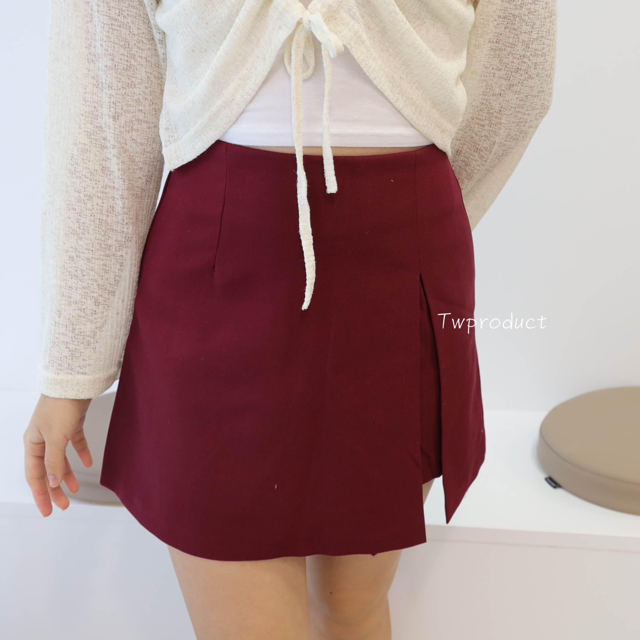 ✨ ||SK255||流線小開叉彈性短裙