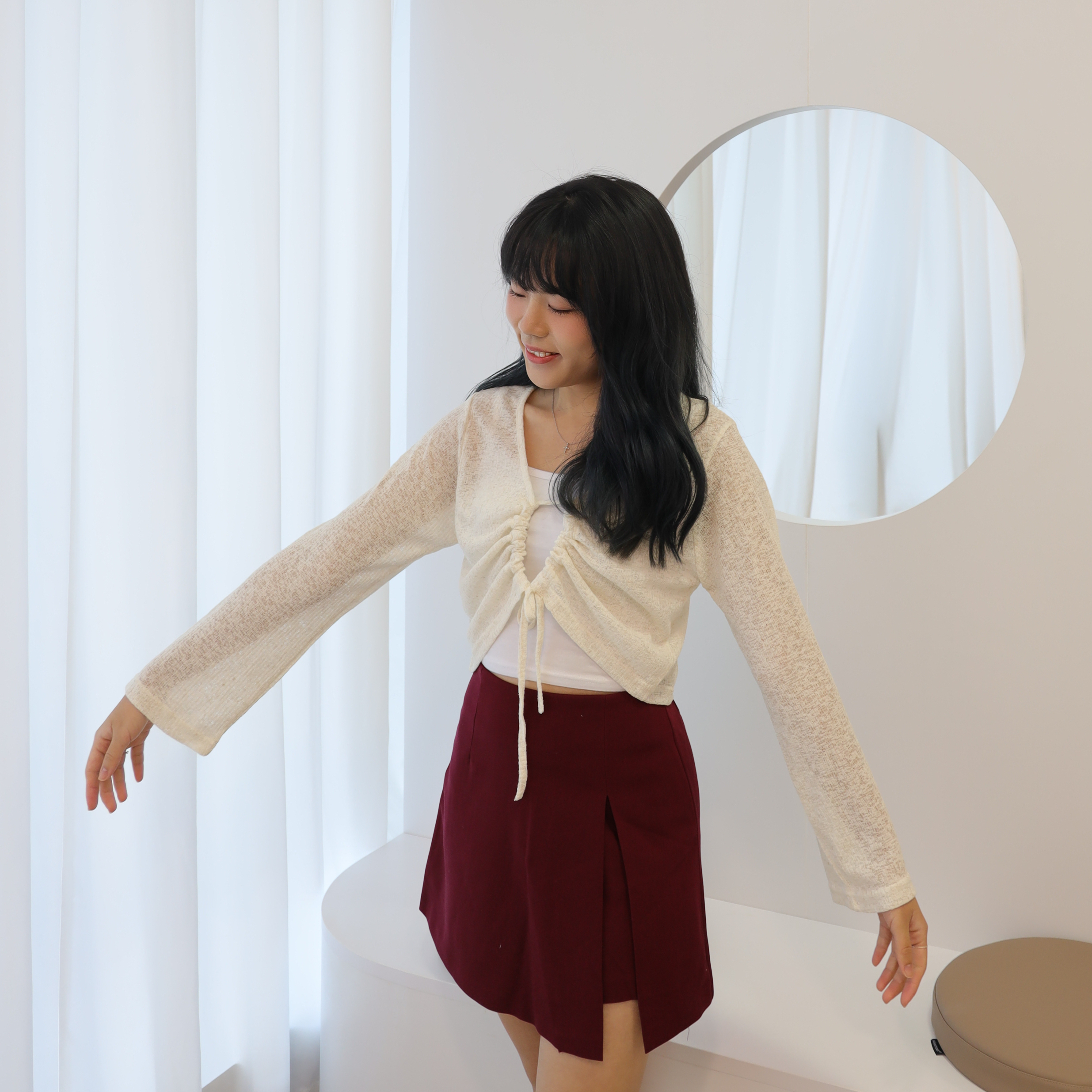 ✨ ||SK255||流線小開叉彈性短裙