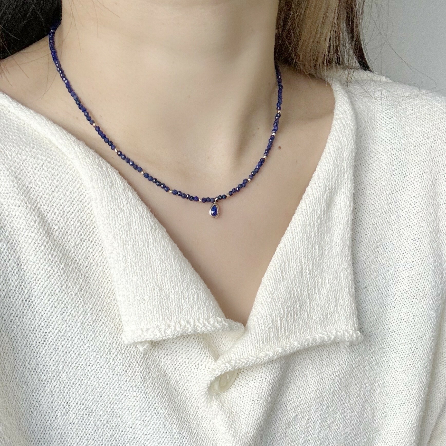 14k青金石cutting ball水滴項鍊