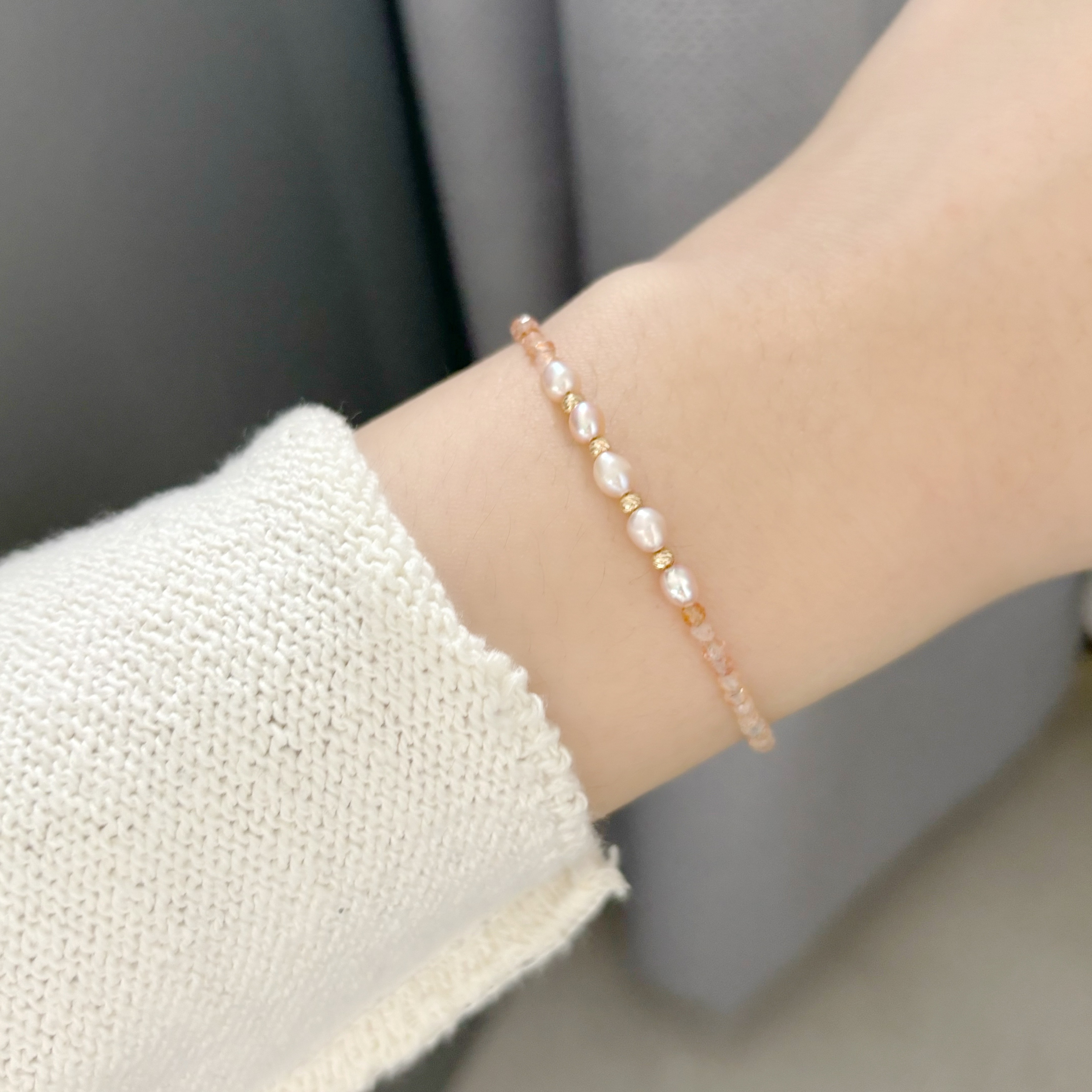 14k太陽石米粒手工手環