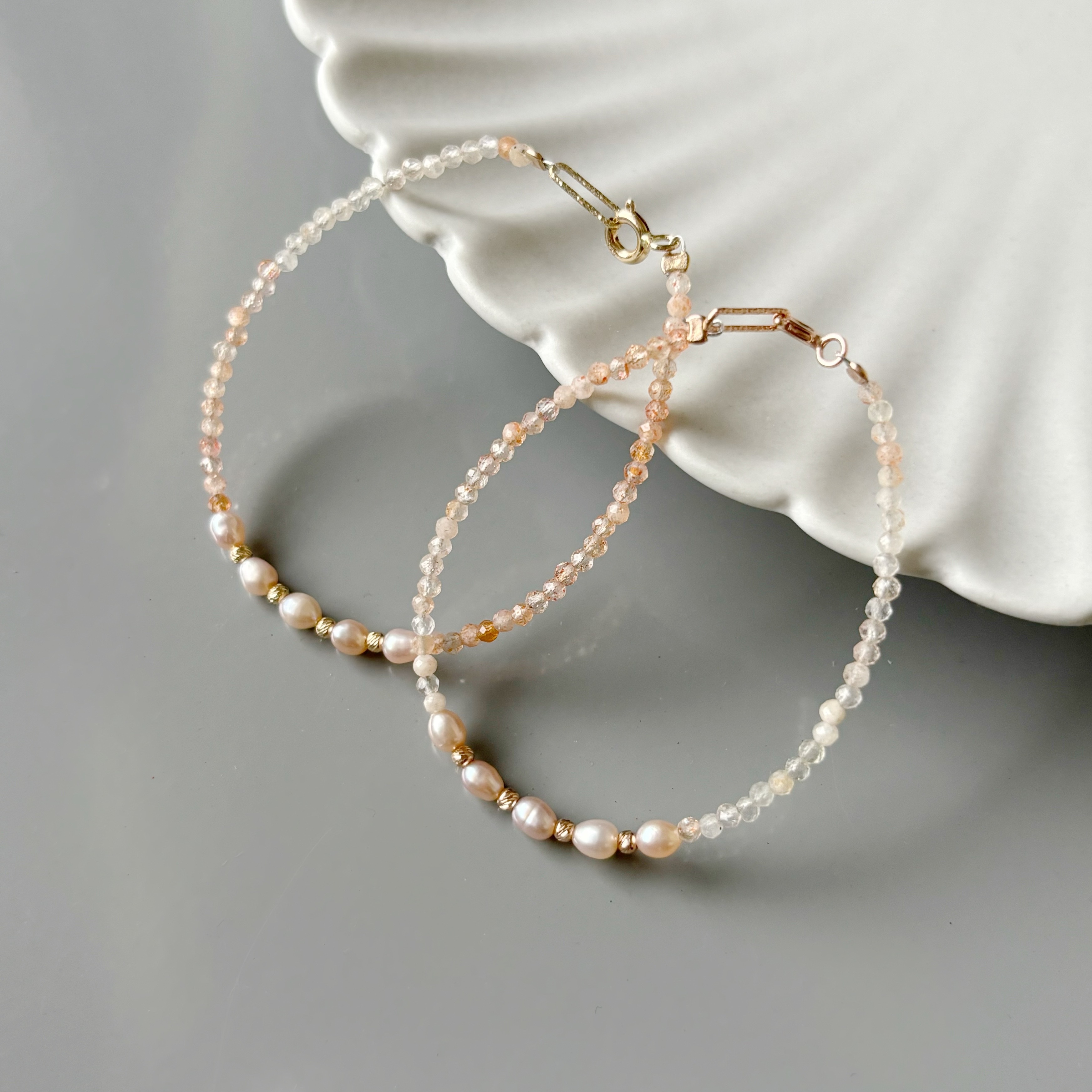 14k太陽石米粒手工手環