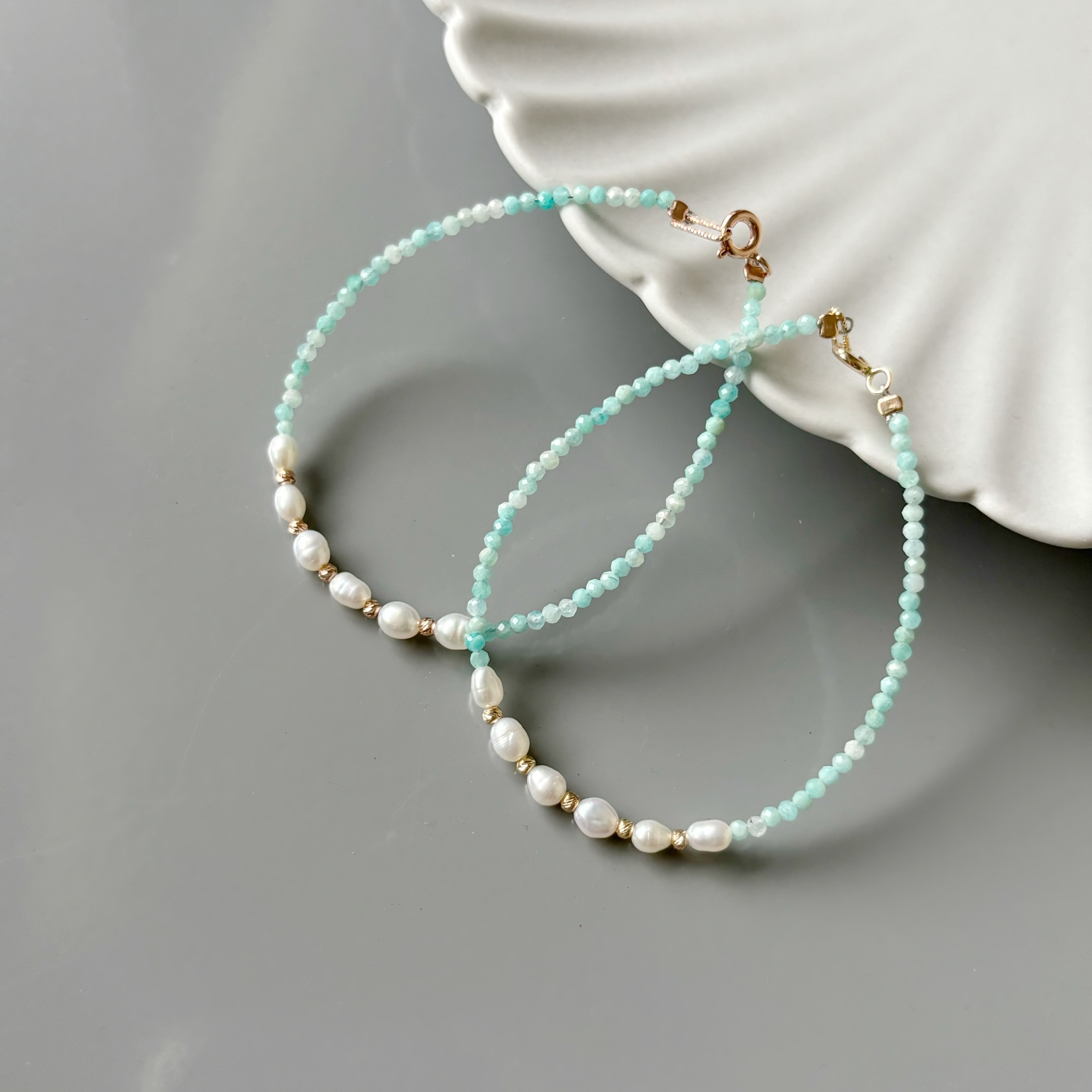 14k天河石米粒手工手環