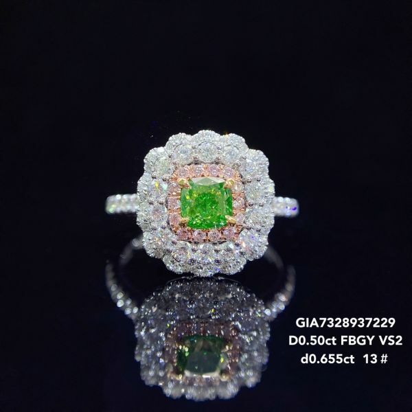 GIA 18k 綠鑽女戒