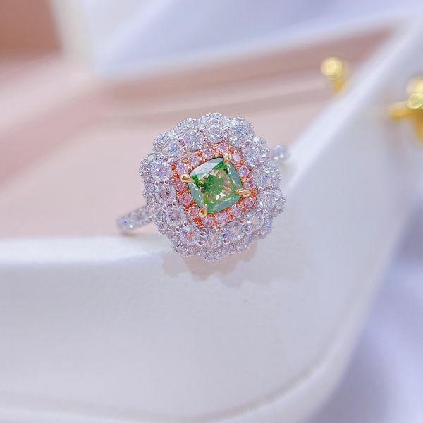 GIA 18k 綠鑽女戒