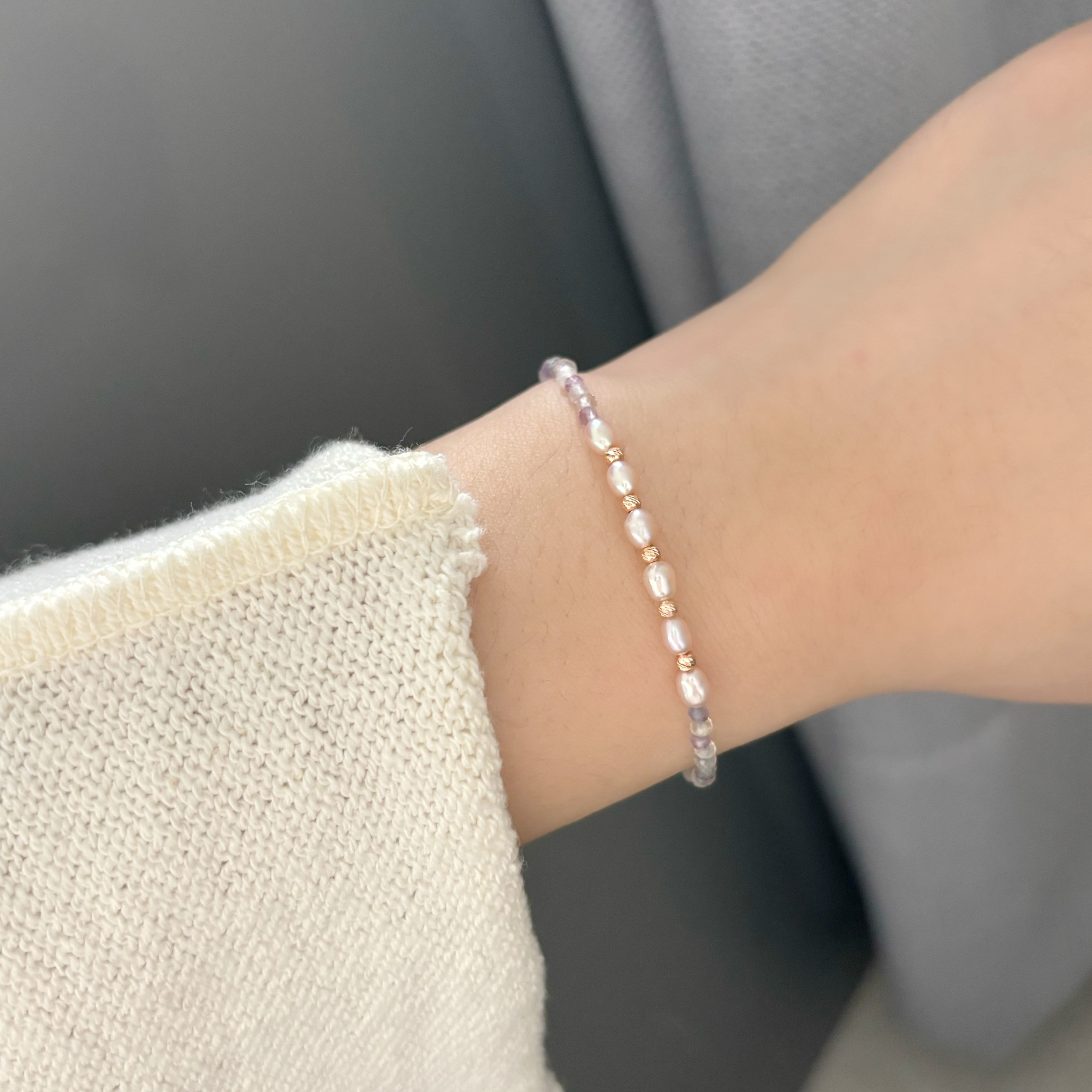 14k螢石米粒手環