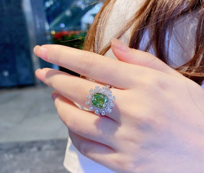 GIA 黃綠鑽鍊套&女戒