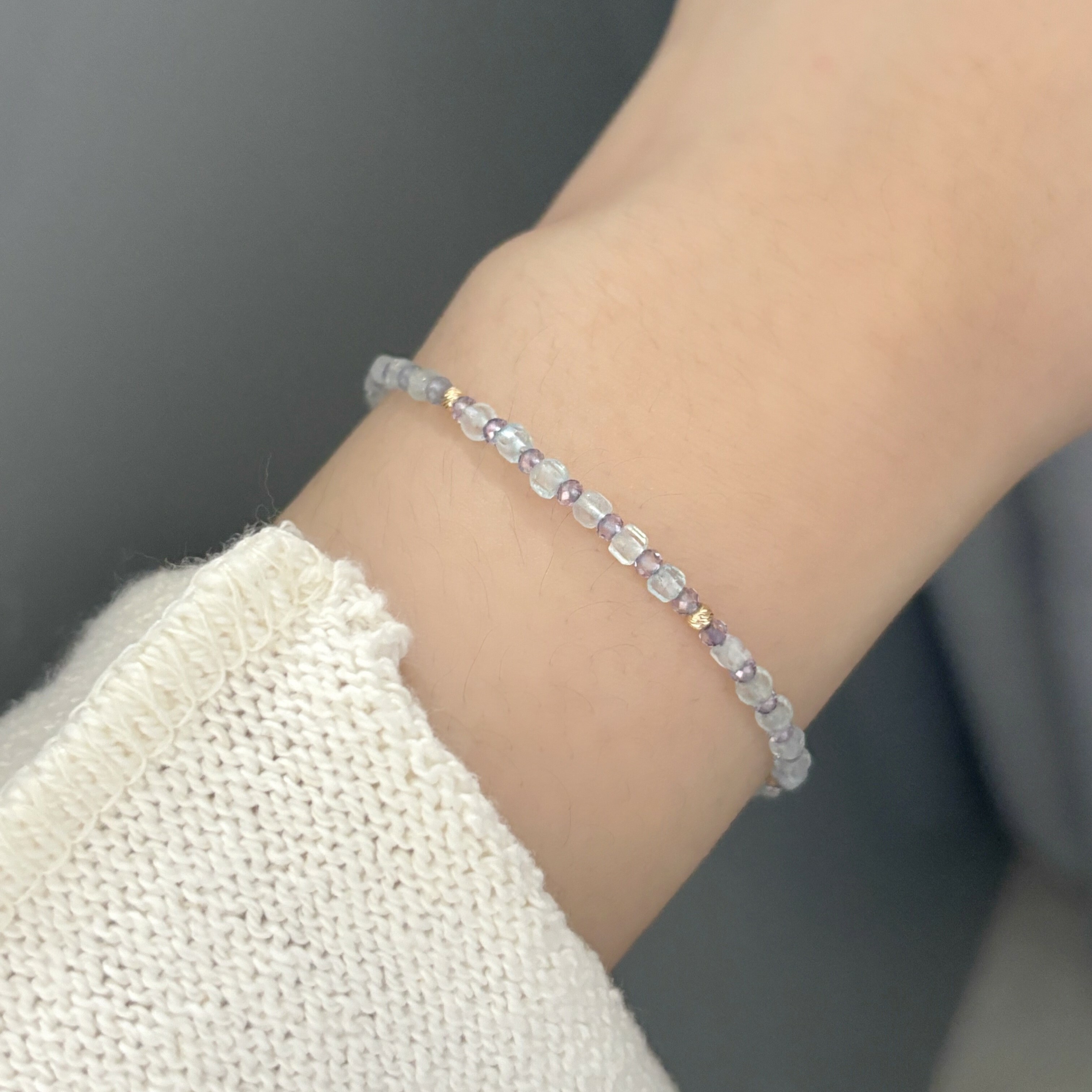 14k藍紫冰晶手工手環