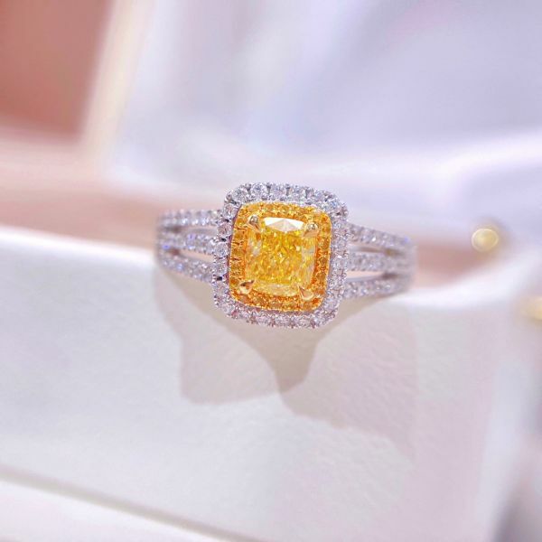 GIA 黃鑽三臂女戒