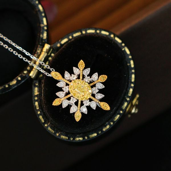 雪花黃鑽項鍊
